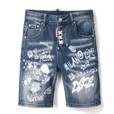 DSQ2 Short Jeans Ripped Patch Slim-fit Stretch Denim Shorts